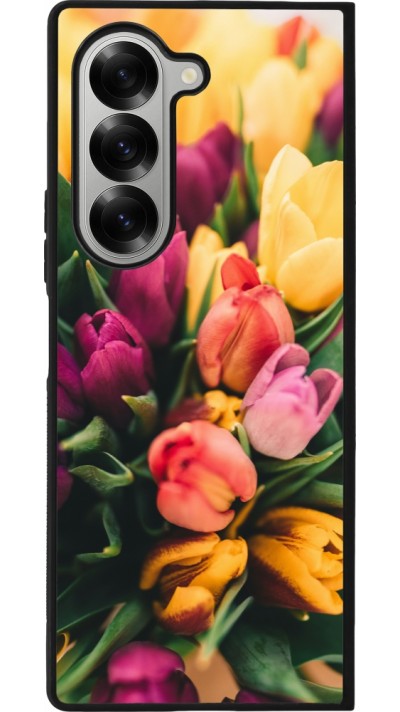 Samsung Galaxy Z Fold6 Case Hülle - Silikon schwarz Bouquet of tulips Spring 2026