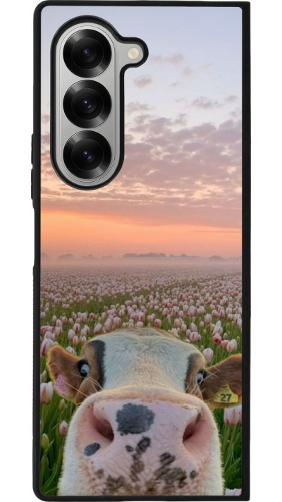 Samsung Galaxy Z Fold6 Case Hülle - Silikon schwarz Cow with tulips Spring 2026