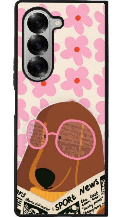 Samsung Galaxy Z Fold6 Case Hülle - Silikon schwarz Dog with newspaper Spring 2026