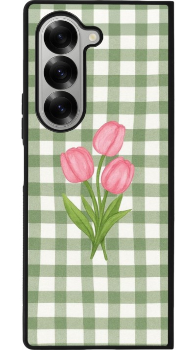 Samsung Galaxy Z Fold6 Case Hülle - Silikon schwarz Green vichy tulips Spring 2026