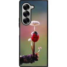 Coque Samsung Galaxy Z Fold6 - Silicone rigide noir Ladybird on a mushroom Spring 2026