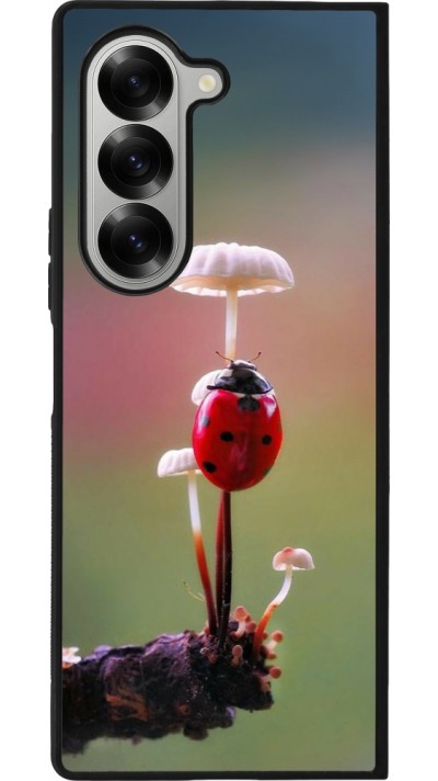 Samsung Galaxy Z Fold6 Case Hülle - Silikon schwarz Ladybird on a mushroom Spring 2026