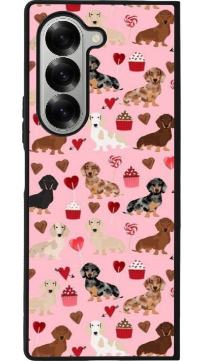 Samsung Galaxy Z Fold6 Case Hülle - Silikon schwarz Valentine 2024 puppy love