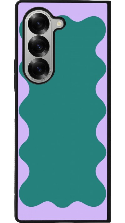 Coque Samsung Galaxy Z Fold6 - Silicone rigide noir Wavy Rectangle Green Purple