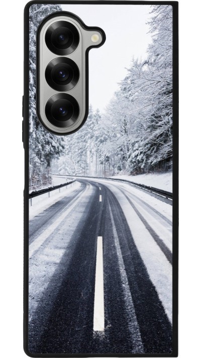 Samsung Galaxy Z Fold6 Case Hülle - Silikon schwarz Winter 22 Snowy Road