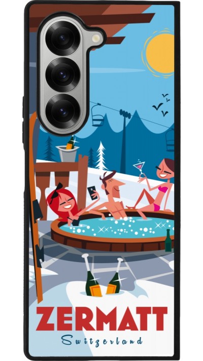 Samsung Galaxy Z Fold6 Case Hülle - Silikon schwarz Zermatt Mountain Jacuzzi