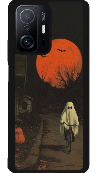 Coque Xiaomi 11T - Silicone rigide noir Halloween 2025 Ghost on a bicycle