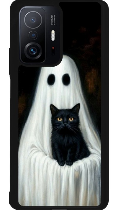 Coque Xiaomi 11T - Silicone rigide noir Halloween 2025 Ghost with black cat