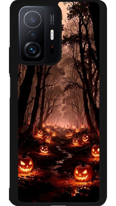 Coque Xiaomi 11T - Silicone rigide noir Halloween 2025 Road of Terrifying Pumpkins
