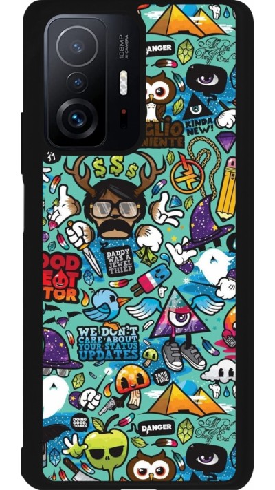 Xiaomi 11T Case Hülle - Silikon schwarz Mixed Cartoons Turquoise