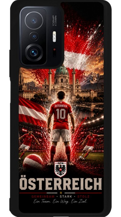 Coque Xiaomi 11T - Silicone rigide noir Football Autriche splash 2026