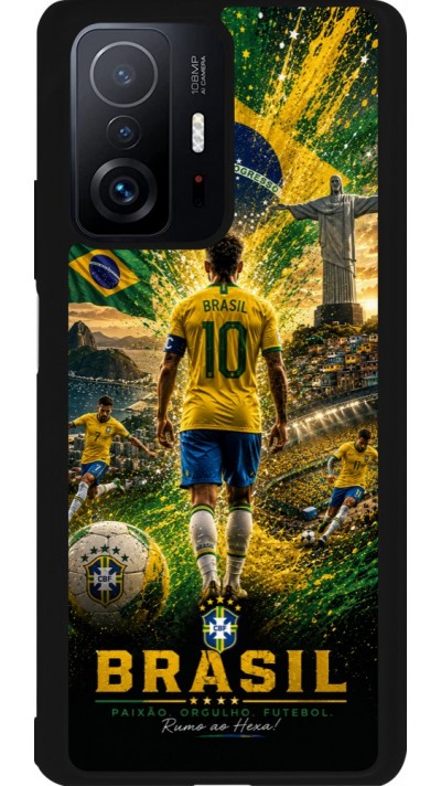 Coque Xiaomi 11T - Silicone rigide noir Football Brésil splash 2026