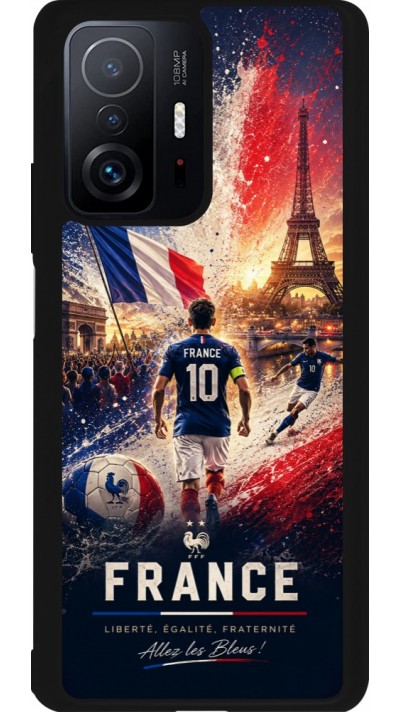 Coque Xiaomi 11T - Silicone rigide noir Football France splash 2026
