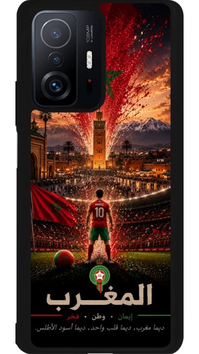 Coque Xiaomi 11T - Silicone rigide noir Football Maroc splash 2026