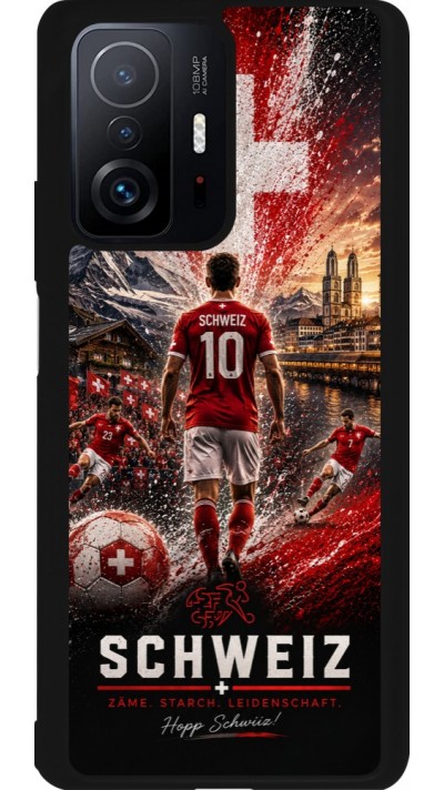 Coque Xiaomi 11T - Silicone rigide noir Football Schweiz splash 2026