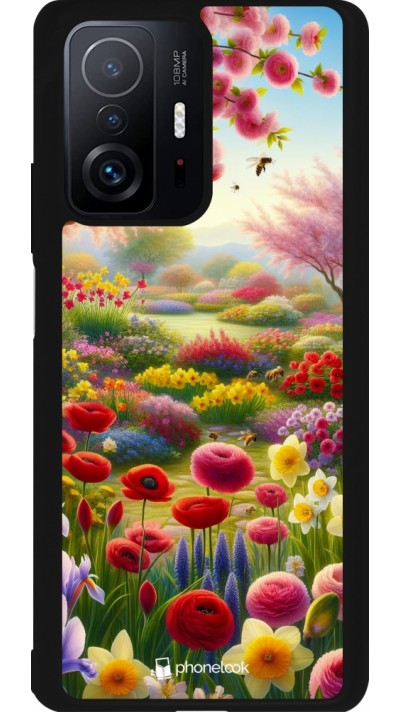 Coque Xiaomi 11T - Silicone rigide noir Spring 25 Bouquet printemps