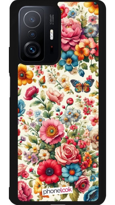 Coque Xiaomi 11T - Silicone rigide noir Spring 25 printemps fleuri