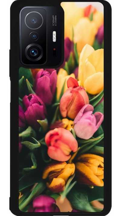Coque Xiaomi 11T - Silicone rigide noir Bouquet of tulips Spring 2026