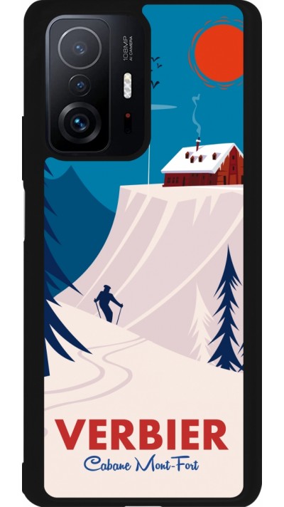 Coque Xiaomi 11T - Silicone rigide noir Verbier Cabane Mont-Fort