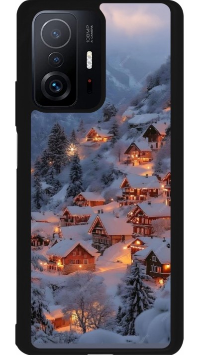 Coque Xiaomi 11T - Silicone rigide noir Winter 25 Winter snowy village