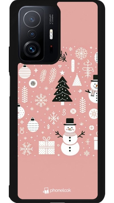 Xiaomi 11T Case Hülle - Silikon schwarz Weihnachten 2024 Rose Schneemann Weihnachten