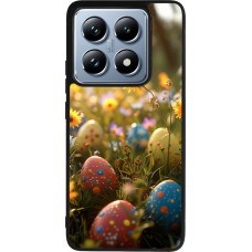 Coque Xiaomi 14T Pro - Silicone rigide noir Easter 2026 Decorated eggs