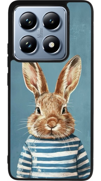 Coque Xiaomi 14T Pro - Silicone rigide noir Easter 2026 Rabbit navy