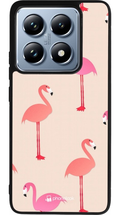 Xiaomi 14T Pro Case Hülle - Silikon schwarz Pink Flamingos Pattern