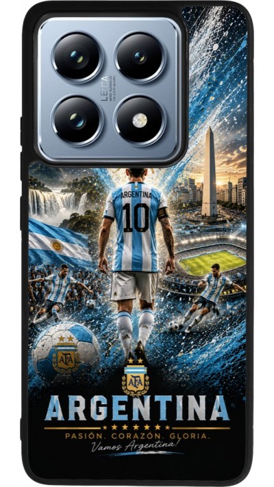 Coque Xiaomi 14T Pro - Silicone rigide noir Football Argentine splash 2026