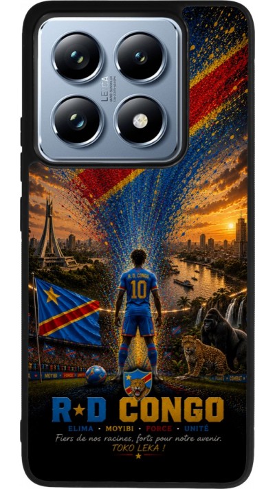 Coque Xiaomi 14T Pro - Silicone rigide noir Football République démocratique du Congo splash 2026