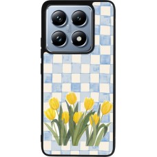 Coque Xiaomi 14T Pro - Silicone rigide noir Blue vichy tulips Spring 2026