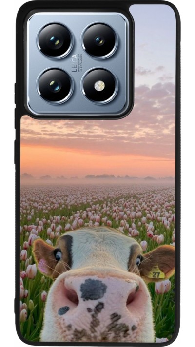 Xiaomi 14T Pro Case Hülle - Silikon schwarz Cow with tulips Spring 2026