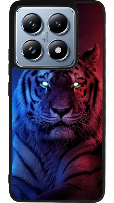 Coque Xiaomi 14T Pro - Silicone rigide noir Tiger Blue Red