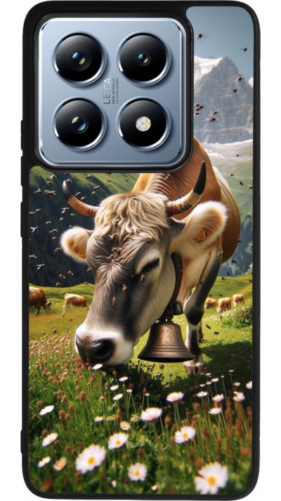 Coque Xiaomi 14T Pro - Silicone rigide noir Vache montagne Valais