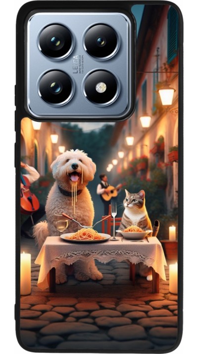 Xiaomi 14T Pro Case Hülle - Silikon schwarz Valentin 2024 Hund & Katze Kerzenlicht