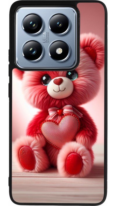 Coque Xiaomi 14T Pro - Silicone rigide noir Valentine 2024 Ourson rose