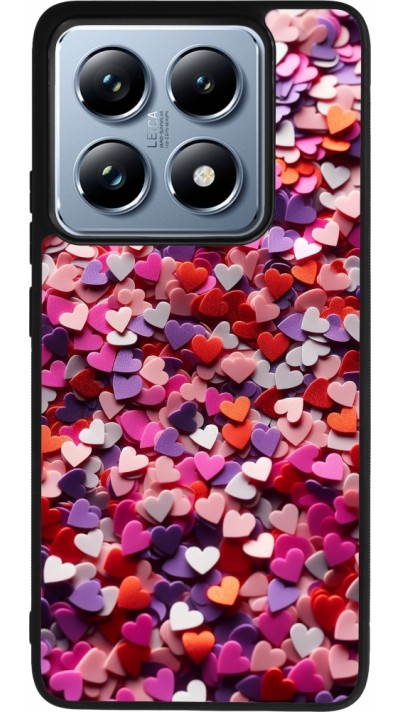 Coque Xiaomi 14T Pro - Silicone rigide noir Valentine 2025 Confetti