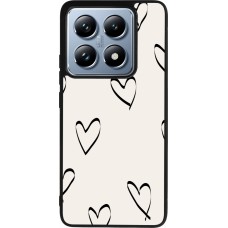 Coque Xiaomi 14T Pro - Silicone rigide noir Valentine 2023 minimalist hearts
