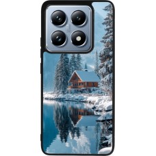 Coque Xiaomi 14T Pro - Silicone rigide noir Winter 25 Winter house forest day