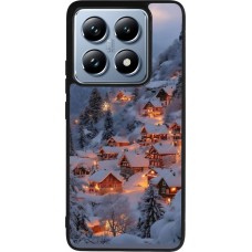 Coque Xiaomi 14T Pro - Silicone rigide noir Winter 25 Winter snowy village
