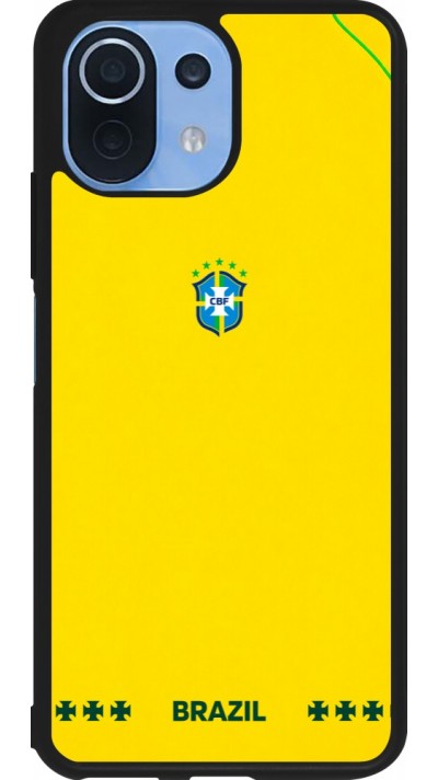 Coque Xiaomi Mi 11 Lite 5G - Silicone rigide noir Maillot de football Bresil 2026 personnalisable