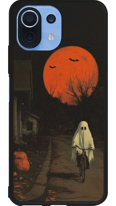 Coque Xiaomi Mi 11 Lite 5G - Silicone rigide noir Halloween 2025 Ghost on a bicycle