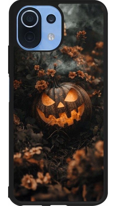 Coque Xiaomi Mi 11 Lite 5G - Silicone rigide noir Halloween 2025 Pumpkin with flowers