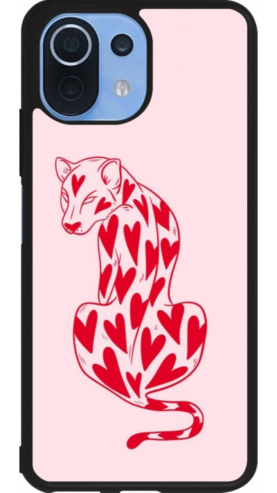 Coque Xiaomi Mi 11 Lite 5G - Silicone rigide noir Leopard with hearts 2026