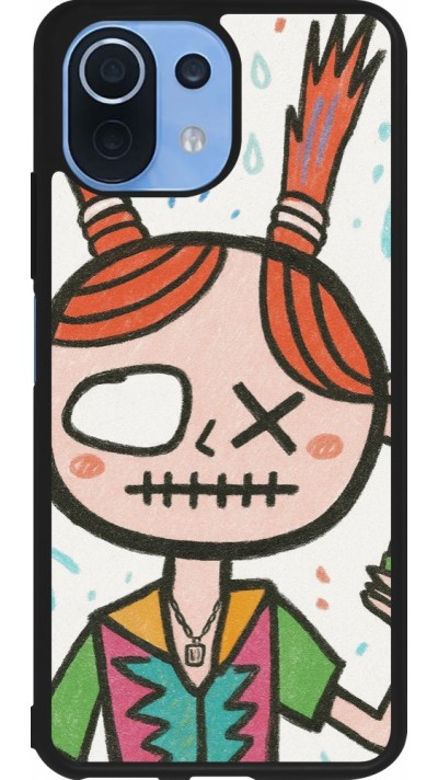 Xiaomi Mi 11 Lite 5G Case Hülle - Silikon schwarz Little Girl Sketch