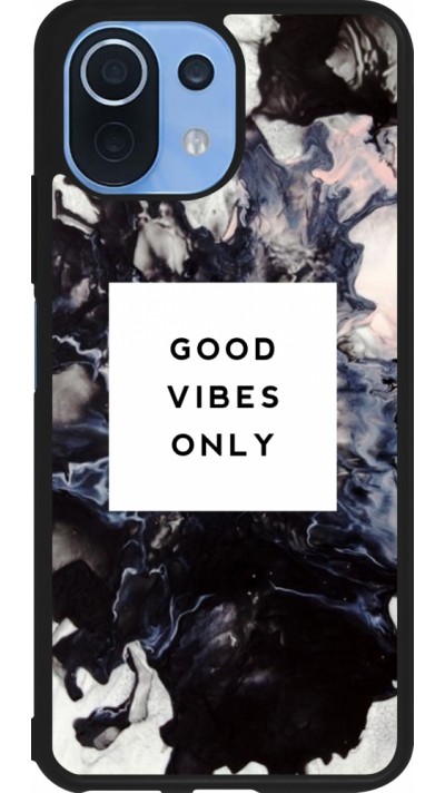 Coque Xiaomi Mi 11 Lite 5G - Silicone rigide noir Marble Good Vibes Only
