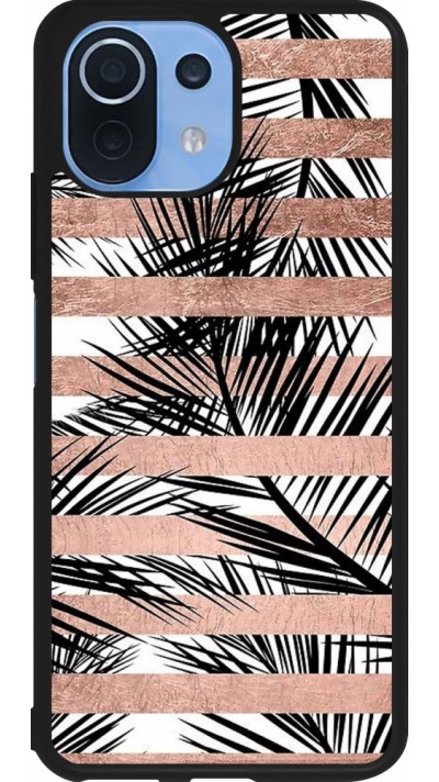 Xiaomi Mi 11 Lite 5G Case Hülle - Silikon schwarz Palm trees gold stripes