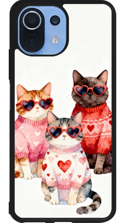 Coque Xiaomi Mi 11 Lite 5G - Silicone rigide noir Saint Valentines Day 26 Cat Love