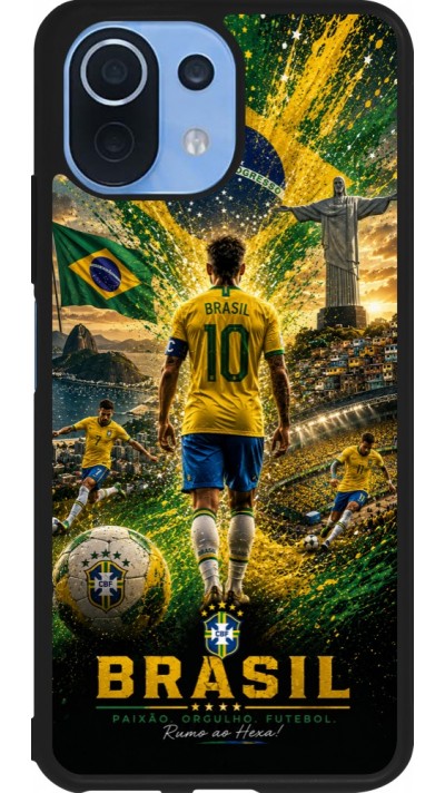 Coque Xiaomi Mi 11 Lite 5G - Silicone rigide noir Football Brésil splash 2026