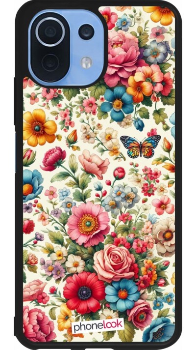 Coque Xiaomi Mi 11 Lite 5G - Silicone rigide noir Spring 25 printemps fleuri